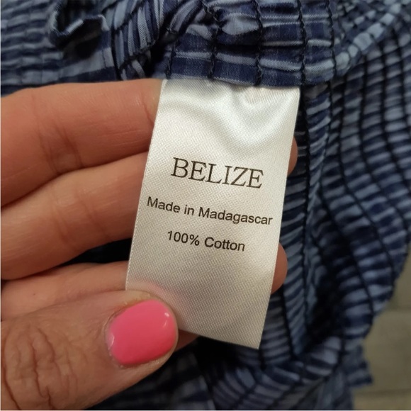 Belize Anthropologie Crop Top UK 16 US 12 Blue Gingham Checked Smocking BNWT - Picture 11 of 13